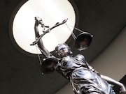 Passaic County Courthouse.  Generic photos in a courtroom, Paterson New Jersey.  Blind Lady Scales of Justice Statue. Tuesday, December 13,  2022.