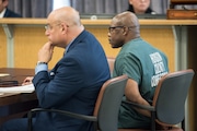 Jeffrey T. Harley with his defense attorney Jonathan Gordon. 

Jeffrey Harley, of Jersey City, is sentenced to life in prison  on Friday, July 19, 2019, for the 2016 murder of 81-year-old Lucila Cardenas-Viejo in her Lexington Avenue home during a robbery. (Reena Rose Sibayan | The Jersey Journal)